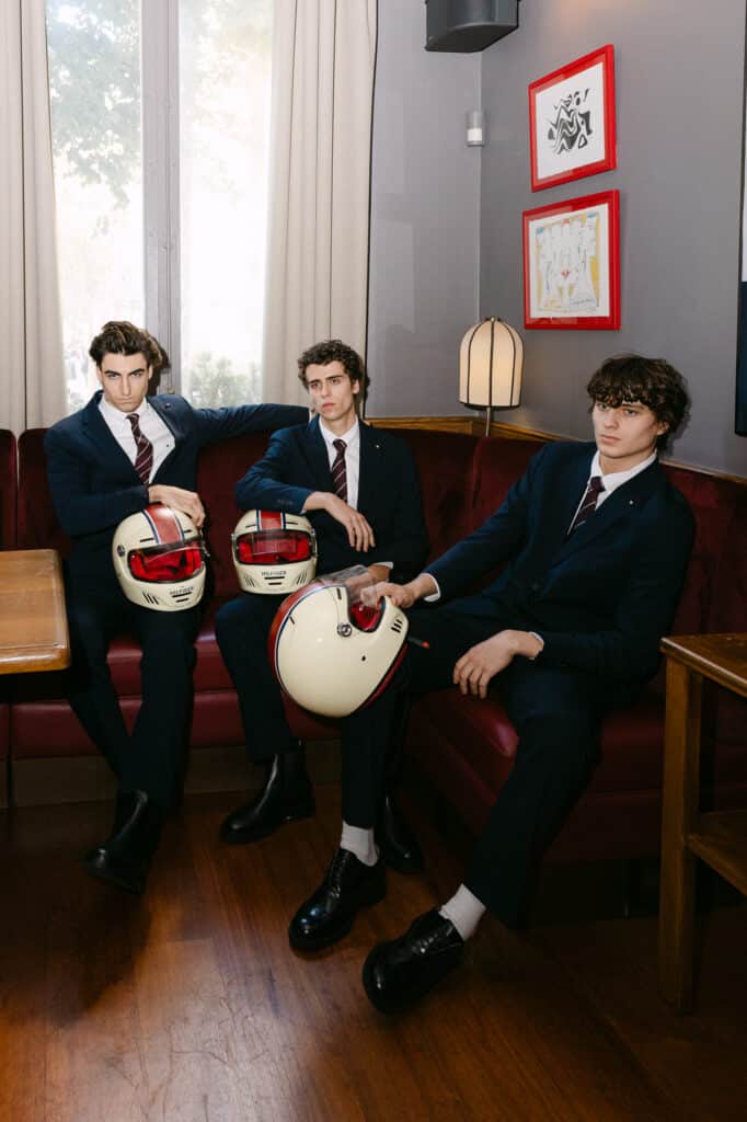 Editorial fashion photography of male models wearing Tommy Hilfiger looks during a brand event in Barcelona, with a contemporary lifestyle aesthetic. Photo by Santa Cruz Juanjo Vega, photographer of exclusive fashion and luxury events.